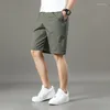Calça short masculina calça cortada algodão praia em casa elástica solta casual