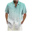 Camisas casuales para hombres Camisa de manga corta Continúa de la estatura Botón Gradiente de algodón de algodón para hombres Blusa de vacaciones vintage M-3xl
