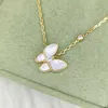 Van Cl ap classic Fanjia Butterfly Necklace 925 Silver Plated 18k Gold Light Luxury Style Fashion Elegant Full Diamond Pendant White Beimu 3T52