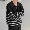 Мужские свитера INCERUN TOPS 2024 Корейский стиль красивый вязаный сращивание пуловер.