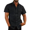 Camicie casual maschile nuovissimi di brantra di lino cott a manicotto per manshort a colori solidi camicia da colletto a giro-giri maschio traspirato 12uq dro dhho8