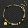 Link Armbanden Asymmetrie Roestvrijstalen ketting A-Z A-Z-eerste letter Bracelet voor vrouwen Alfabet Charme Naam Sieraden