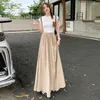 Skirts 2024 Summer Thin Pleated Skirt Women Korean Fashion Half Body Apricot Womens Clothing High Waisted Long