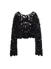Blouses des femmes 2024 femmes Summer Shirts Tops Fashion Fashion Solid Tricoting Lace O-coude Loose Femme Elegant Street Top Clothing