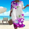 Abiti casual abito stampa floreale in stile vacanza bohémien midi da donna con maniche a mezze fiore sciolte silhouette a-line per