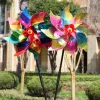 Dekorationen 10/5/1pcs Pinwheel Garden Yard bunte Windmühlenstöfe Dekorakion Kinder Spielzeug Außenpflanzer Dekor Regenbogen Pinwheels Wohnungsbaudekoration