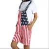 Kobiety mężczyzn amerykańskie flaga kombinezon regulowane paski dżinsowe szorty 4 lipca Jean Romper Summer Scossuit z kieszenią 240410