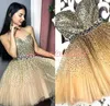 Sparkling Beads Seerfits Gold Homecoming Dress для юниоров Crystal Plus Size Short Dress Dress Party Party Gowns Выпускной клуб WE3391901