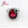 Cluster Rings Unique Design Fashion Round Red Crystal Wedding For Woman Jewelry Valentine's Days Gifts Engagement Finger Ring