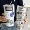 30oz 900 ml DIY ICE Isolierung Tasse mit Strohfrieren Thermosach Auto 304 Edelstahlwasser, um kaltes Kaffeetränk 240422 zu halten. 240422