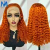 Syntetiska peruker 613# Blond vattenvåg Mänskligt hår för svarta kvinnor 250% Densitet 13x4 Spets Front Curled Brasilian Remi Wig 20 tum Q2404271