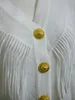 Damesbreien Elegant Tassel gebreide vest voor vrouwen zomer luxe v-hals gouden knopen trui Koreaanse mode wit/zwart casual gebreide kleding
