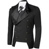 Ternos masculinos steampunk preto jaqueta branca retro terno vintage gótico blazer militar blazer vitoriano cenário de palco de palco de desempenho