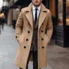 Trench maschili da uomo Blazer Woolen Coat Uomini Vintage Curno Down-Down Double Sfrilla Bullo lungo Giacca lunga Mens Sooldoming Fashion Fashion Fashion Solid