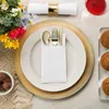 Tabelle Serviette 50pcs Weiß vorgefalztete Papier-Servietten Einweg-Leinen-Feel-Abendessen mit integrierter Flächenpocke für Hochzeitsfeier