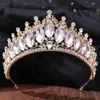 Tiaras baroccia di cristallo verde corona corona di lusso Principessa regina Rhinestone Tiara Wedding Accessori per capelli per capelli set di gioielli