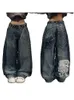 Gotiska y2k baggy jeans för kvinnor hip hop streetwear blå jeans kvinnor grafiska retro jeans 90 -tal byxor harajuku hög midja byxor 240425