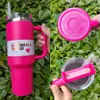 Cosmo Pembe Kış Tatili Kırmızı H2.0 40oz Paslanmaz Çelik Tumbler Silikon Saplı Kapak ve Saman Seyahat Araba Kupaları ABD'den Soğuk Gemi İçmeyi Önce