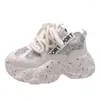Scarpe casual Autunno Lacci up glitter Sneaker grossi Sneaker SOLE SOLE 7 cm Aumenta Piattaforma Piattaforma Women Fashion Slip on Ladies Shoe