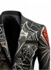Herrjackor Spider Web 3D Mens Suit Graffiti Fashion Suit Outdoor Casual Herrklädkod T240428
