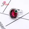 Cluster Rings Unique Design Fashion Round Red Crystal Wedding For Woman Jewelry Valentine's Days Gifts Engagement Finger Ring