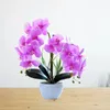 Fleurs décoratives youzi 14 têtes artificielles bonhonsaï papillon orchidée miniature plante en pot pour la salle de bureau de bureau de bureau à la maison