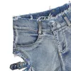 Летняя женщина сексуальная разорванные джинсовые шорты с высокой талией нерегулярная кисточка Слим джинсы Mujer 240423