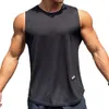 Camiseta de camiseta top elegante de verão fitness fitness masculino rápido secagem sem mangas cor sólida cor tina confortável 240425