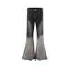 Pantalon masculin de style américain High street noir gris gradient lavé jeans et femmes design haut de gamme à la mode minceur d'évasion décontracté