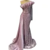 Mermaid May Aso ebi roze prom jurken kristallen kristallen avond formeel feest tweede receptie verjaardag verlovingsjurken jurken robe de soiree zj279