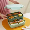 Bento Boxes 2000ML学生ランチボックス電子レンジ加熱二重層密閉ポータブルフレッシュ保管容器屋外旅行テーブルワール