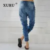 XURU - European and American Style Lace Up Jeans for Women Street Trend High Waisted Harlan Pants K7-696 240419