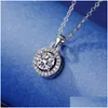 Colliers pendants S925 Sterling Sier Sailormoon Round Big Shining Crystal Stone Cumbic CZ Zircon Diamond Designer Collier avec boîte C Dhaql