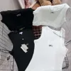 Projektantki Panie Seksowne koszule Summer moda haft haftowane szczupłe dzianinowe czołgi uliczne hiphop tee biały niebieski