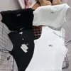 디자이너 숙녀 섹시 셔츠 여름 패션 Tshirt 자수 글자 슬림 니트 탱크 거리 힙합 티 화이트 블루