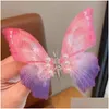 Haarspelden bewegende vlinder haarspeld voor kinderbosstijl super onsterfelijk gradiënt net rood klein meisje vleugel rand clip drop levering otcqa