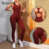 Les survêtements féminins Vnazvnasi Kit de sport à saut de combinaison de dos creux transparent pour les collants pushs de sport femme de gymnase de gymnase