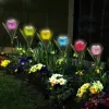 Dekorationer utomhusled Solar Light Tulpan Flower Lamp Waterproof Garden Stake Lawn Lights Standing Decor för Yard Outdoor Party Decoration