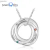 Anhänger Halsketten personalisierte 3 oder 4 Namen gekreuzte kreisförmige Anhänger Halskette Customized Birthstone Edelstahl geschnitzte Halskette Womens Giftwx