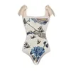 Kvinnors badkläder Kvinnor Vintage Abstract Floral Print 1 täcker två baddräkt Monokini Bikini 2 Plus Size Bottoms