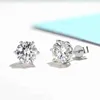 クラシックシックスクロー設定925スターリングシルバースタッドイヤリング0.5ct-1ct Dカラーモッサナイトファインジュエリー