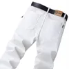 Men's Jeans Khaki White Classic Business Casual Fashion Solid Color Cotton Stretch Slim Denim Trousers Dropship Male 28-40