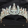 Tiaras 7 kleuren Luxe barokke opaal Crystal Tiara Crown For Women Wedding Party Dress Elegant Queen Bridal Bride Crown Headband