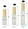 wholesale Frosted Glass Cosmetic Jar Bottle Face Cream Pot Lotion Spray Pump Bottles with Plastic Imitation Bamboo Lids