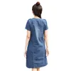 Party Dresses Denim Shirt For Women Short Sleeve Jean Dress Button Down Casual Tunic Top With Pockets