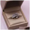 Anéis de casamento Tamanho 5-11 Jóias de moda vintage no atacado 925 Sterling Sier Emerald CZ Diamond Gemtones Banda de Engajamento de Mulheres Dhhyz