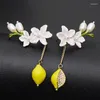 Boucles d'oreilles étalon design original Lily Lemon 925 aiguille argentée Glaze émail artisanat Féminine cadeau amovible