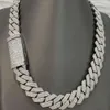 Two Tone Rose Gold White Gold Over Silver 18mm Iced Out Solid Miami Cuban Link Vvs Moissanite Diamond Cuban Chains