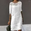 Party Dresses Dress Vacation Elegant Floral Midi For Women Half Sleeve O Neck Knee Length Summer Dating Shopping Stylish