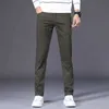 Men's Pants High quality mens plain casual pants 98% pure cotton elastic straight fit large size 40 42 6 pattern Q240429